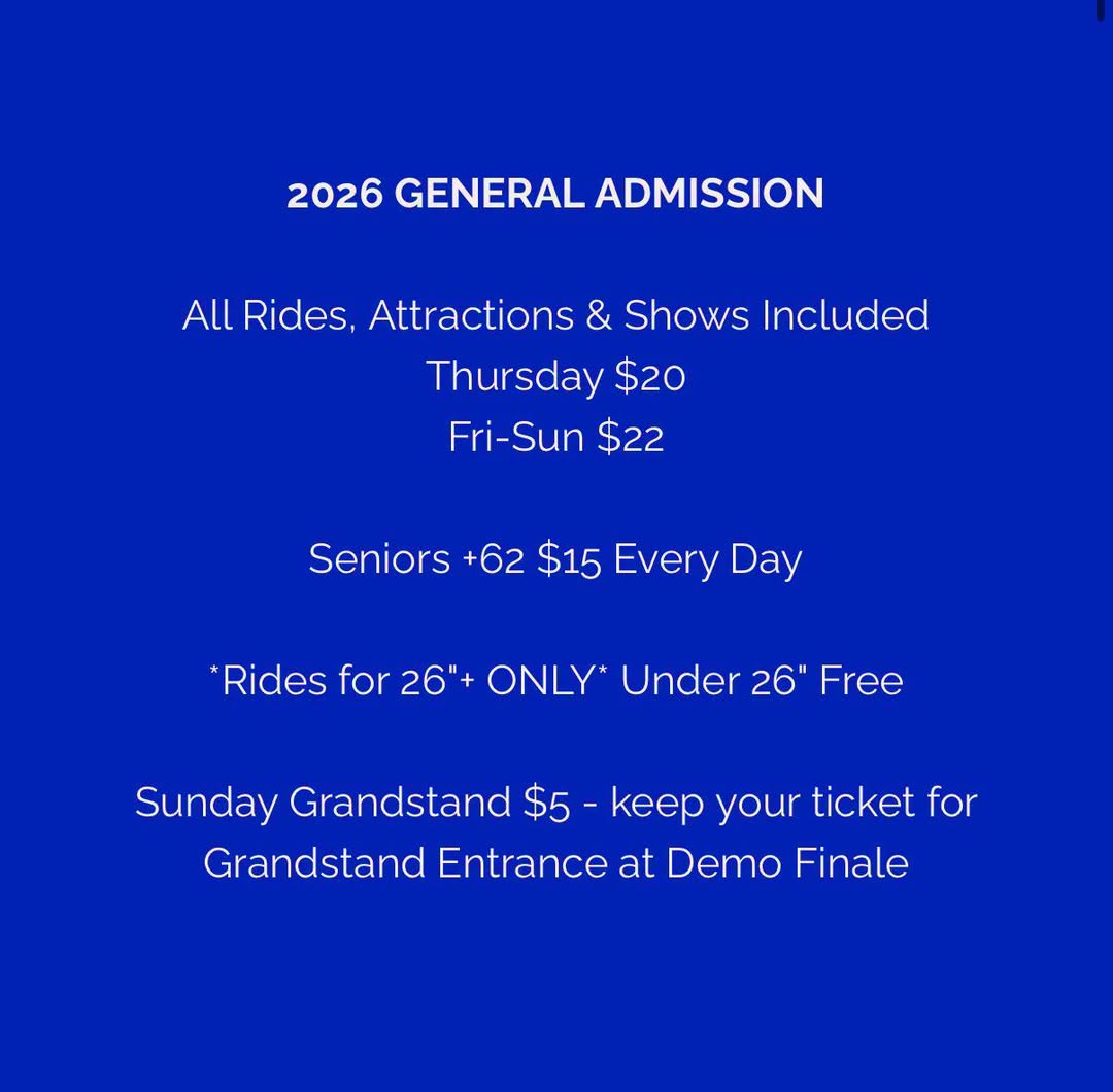 Orleans County Fair 2026 general admission and ticket information