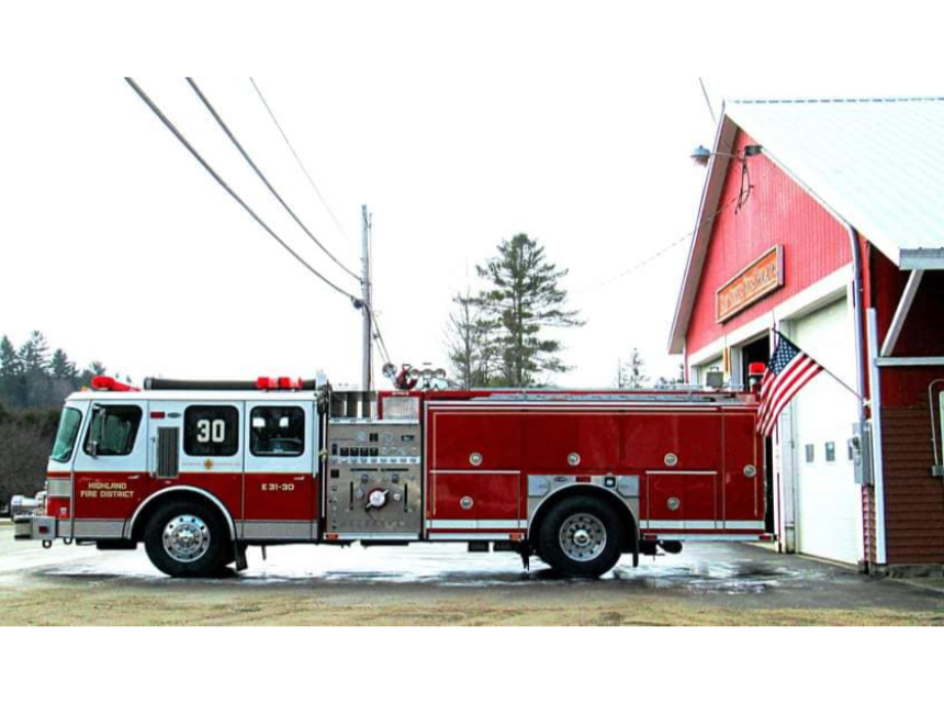East Burke fire engine parked outside the fire station