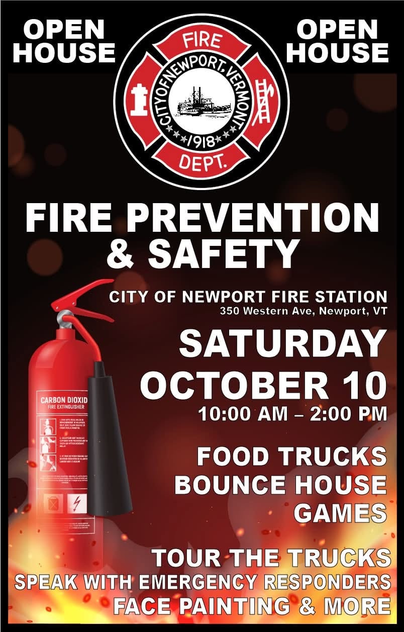Newport Fire Department Fire Prevention and Safety Open House flyer for October 10