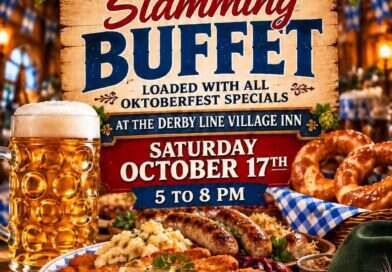 End of Oktoberfest Season Slamming Buffet flyer, Saturday October 17th, 5 to 8 PM at the Derby Line Village Inn