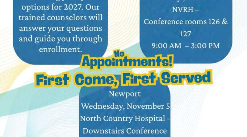 Medicare Open Enrollment Clinic 2026 flyer, Northeast Kingdom Council on Aging
