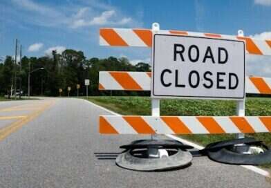 Road closed sign