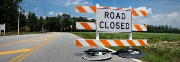 Road closed sign