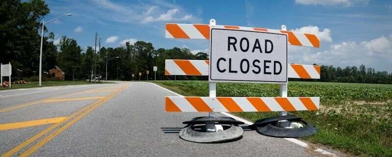 Road closed sign