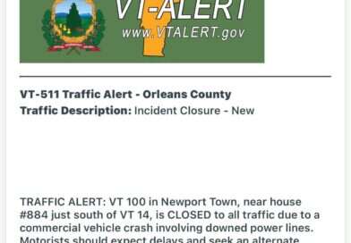 VT-ALERT traffic alert: VT 100 closed in Newport Town